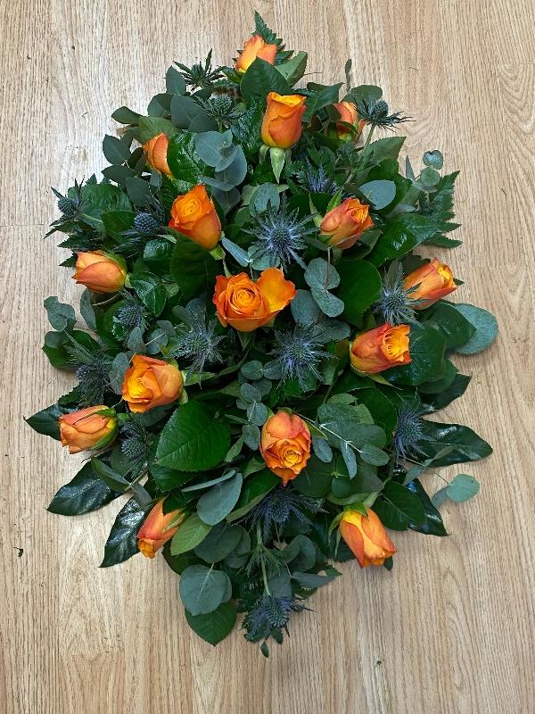 Rose and Eryngium Funeral Tribute