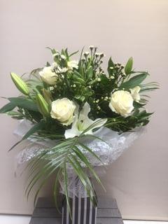 White Rose and Lily Hand Tied