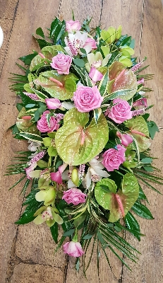 Anthurium and Rose Casket Spray