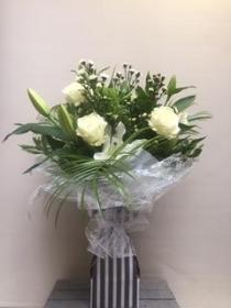 White Rose and Lily Hand Tied