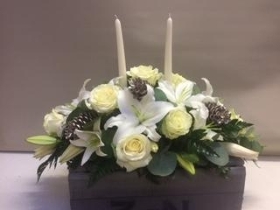 Christmas Rose & Lily Candle Arrangement